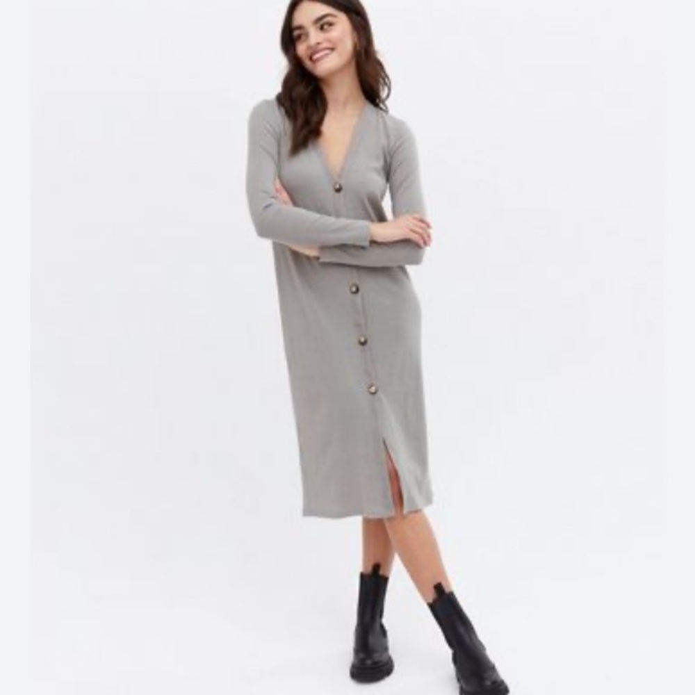Massimo Dutti silk and cotton longline cardigan grey size XS New